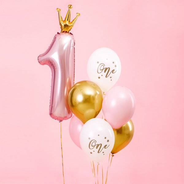 Ballongbukett - ONE - Ljusrosa/Guld - 6-pack Ballongbukett - ONE - Ljusrosa/Guld - 6-pack