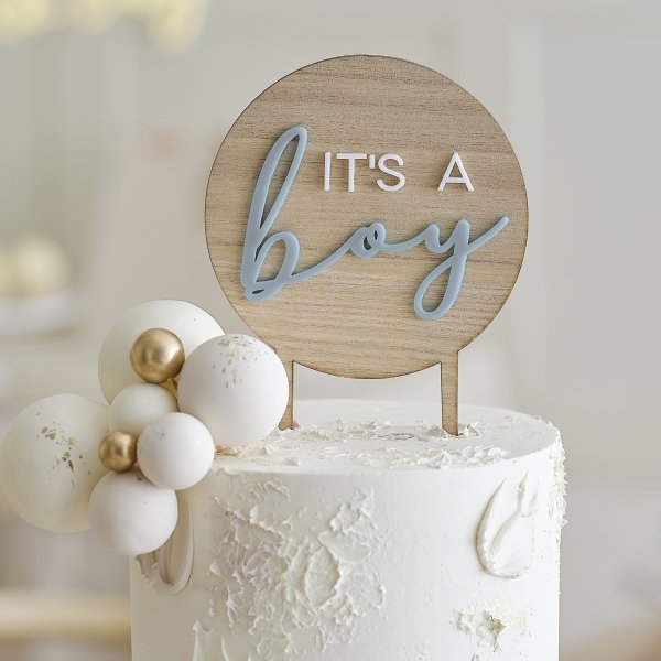 Cake Topper - Tr� - It\\\'s a boy