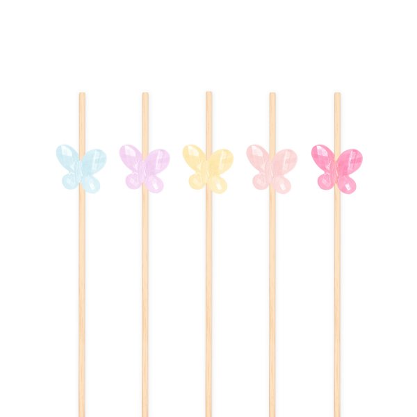 Snackspinnar/Drinkpinnar - Fj�rliar Pastell - 12 cm - 25 st