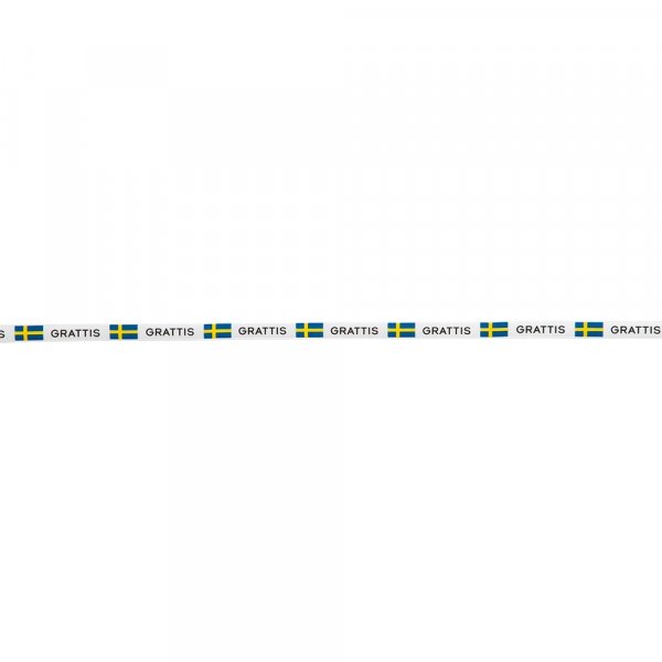 Sidenband - Sverige - Vitt med svenska flaggan - 5m