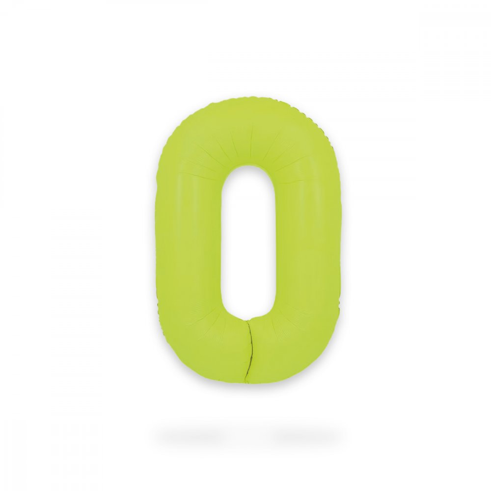 Ballongsiffra - Neon Grön - 86 cm - Siffra: 0 - Sifferballonger, Ballonger