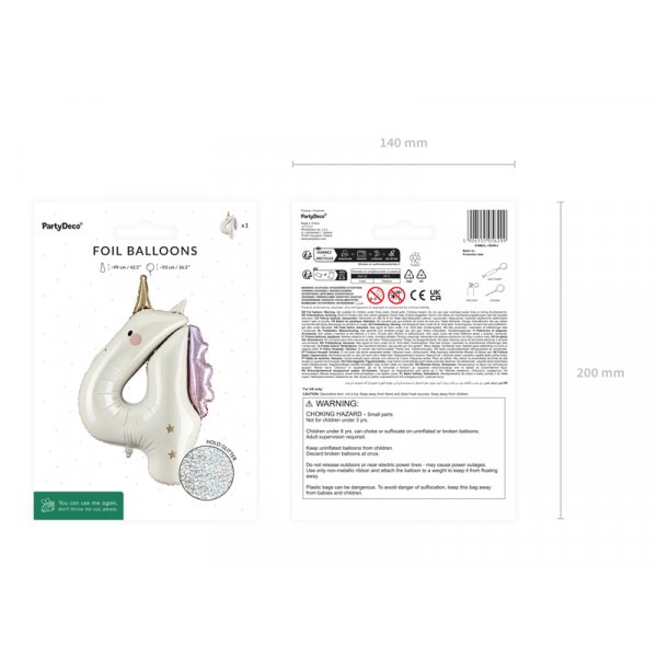 Folieballong siffra 4 enh�rning - Mix