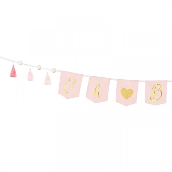 Vimpel med tassels - Oh Baby - Ljusrosa/Guld Vimpel med tassels - Oh Baby - Ljusrosa/Guld