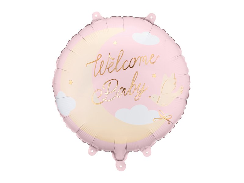 Folieballong Welcome Baby – Ljusrosa – Baby Shower-ballonger, Baby Shower