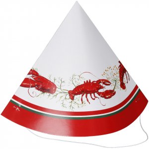 Partyhattar - Kr�ftor - Vit/R�d kant - 4-pack