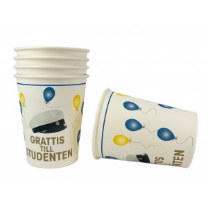 Pappmuggar - Ballonger - Grattis till studenten - 8-pack