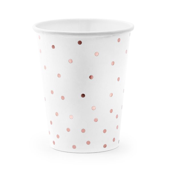 Pappmuggar - Polka Dot - Rosguld - 6-pack