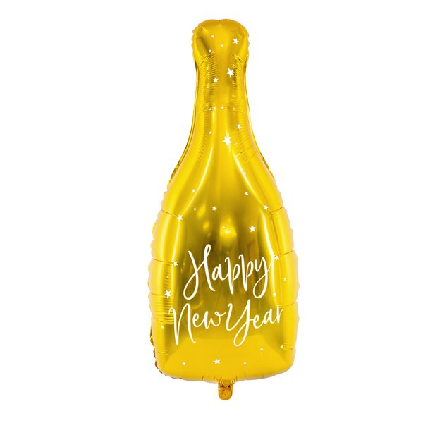 Folieballong - Guldflaska - Happy New Year