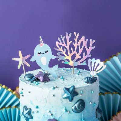 Cake toppers - Narwhal Party - 4-pack