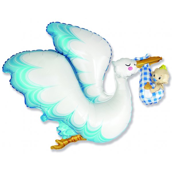 Folieballong - Stork Baby Boy - 79 x 97 cm