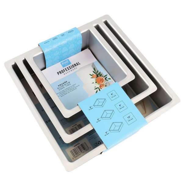 Djupa tårtformar - Kvadrat - 3-pack - 8 cm höga Djupa tårtformar - Kvadrat - 3-pack - 8 cm höga