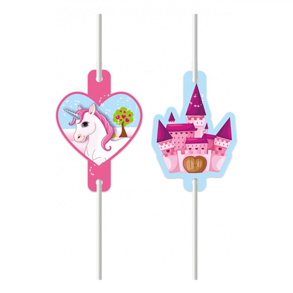Sugrör Unicorn med Medaljonger – 4-pack