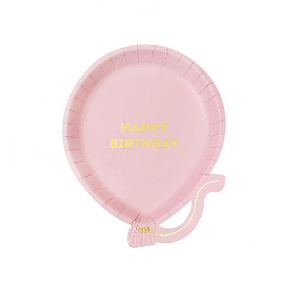 Papptallrikar - Ballong - Rosa - 12-pack