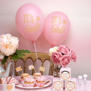 Ballonger - It's a girl - Rosa/Guld - 8-pack