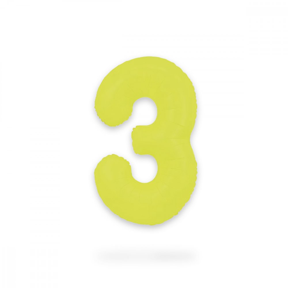 Ballongsiffra - Neon Gul - 86 cm - Siffra: 3 - Sifferballonger, Ballonger