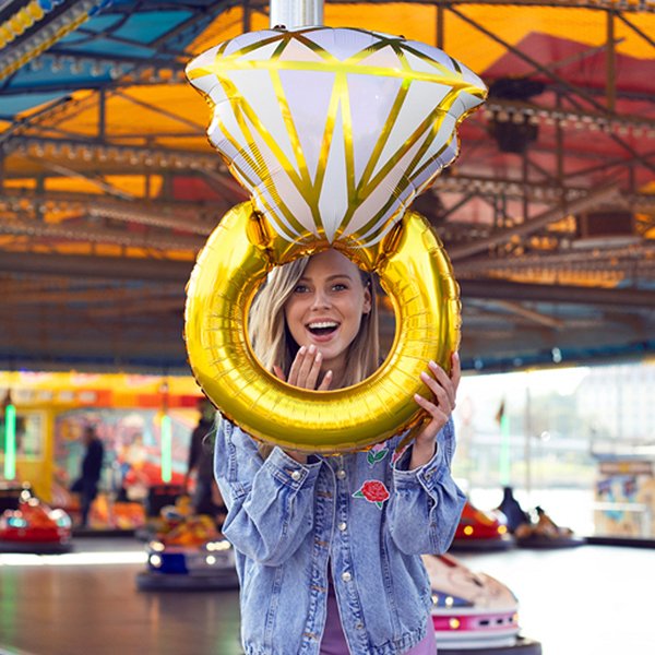 Folieballong - Diamantring - Guld Folieballong - Diamantring - Guld