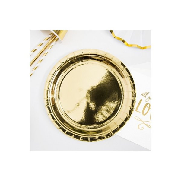 Papperstallrikar H�gblank Guld