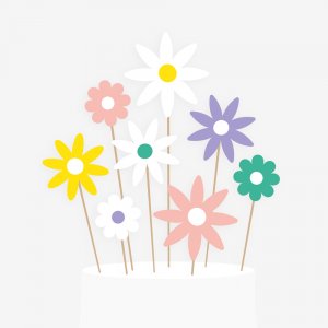 Cake Picks - Blommor - Stora - 8-pack