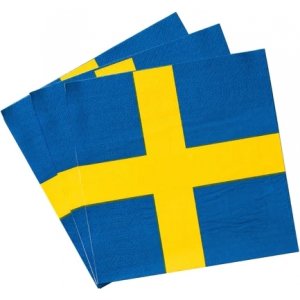 Servett -Svenska flaggan - 20-pack