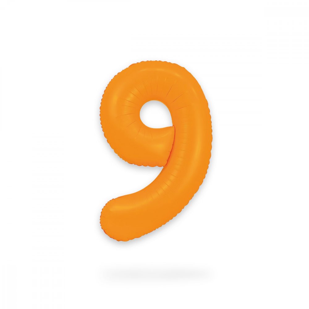 Ballongsiffra - Neon Orange - 86 cm - Siffra: 9 - Sifferballonger, Ballonger