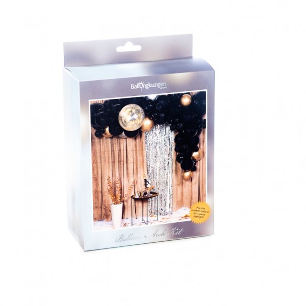 Ballongbåge med konfettibomb - 5m - Svart/Guld Ballongbåge med konfettibomb - 5m - Svart/Guld