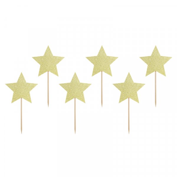 Cake picks - Stjärnor - Guldglitter - 6-pack Cake picks - Stjärnor - Guldglitter - 6-pack
