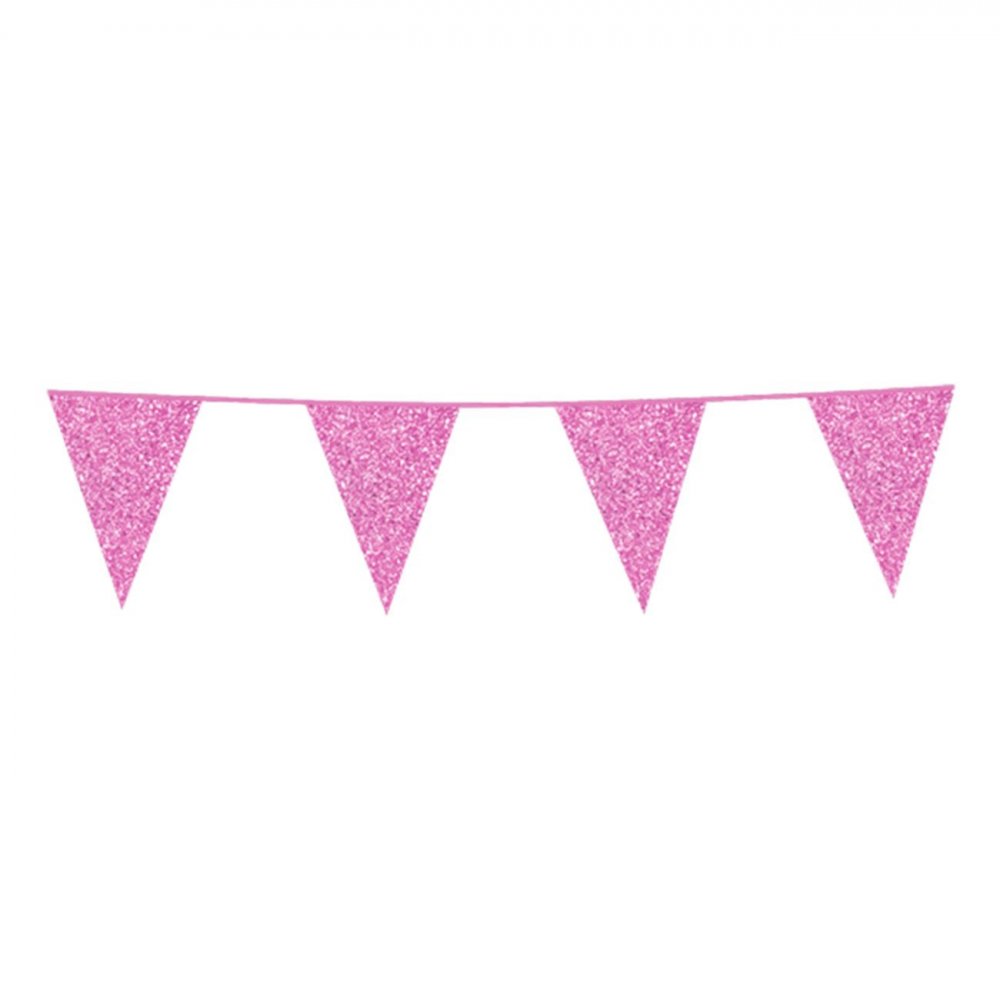 Vimpelgirlang - Glitter - Ljusrosa - 6m - Vimplar, Hängande dekorationer