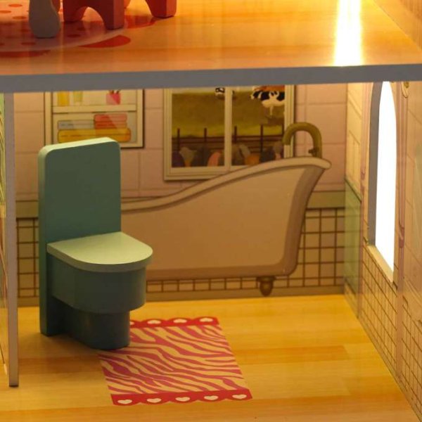 Docksk�p i tr� 70 cm Rosa med LED-belysning - Sj�lvmontering