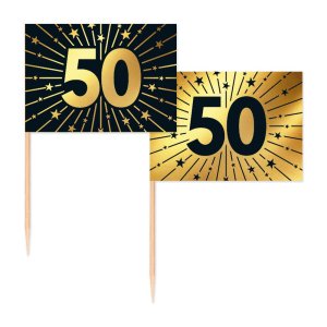 Party Picks - 50 �r - Guld - 50-pack