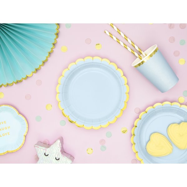 Pappmuggar - Ljusbl - Guldkant - 6-pack