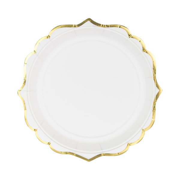 Desserttallrikar - Vita med guldkant - 6-pack Desserttallrikar - Vita med guldkant - 6-pack