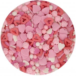 Strssel - Love Hjrtan -Rosa/Rd - Funcakes - 50 g