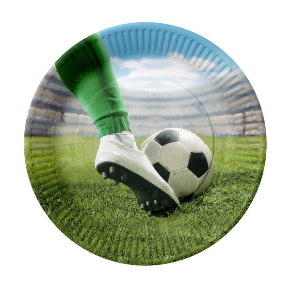 Papptallrikar - Fotboll - 23 cm - 8-pack Papptallrikar - Fotboll - 23 cm - 8-pack