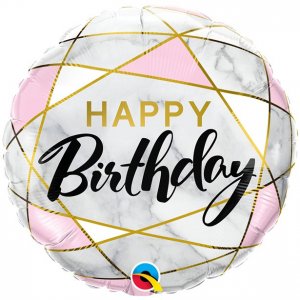 Folieballong - Happy birthday - Marble/Guld