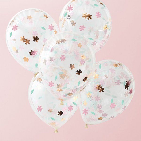 Konfettiballonger - Ditsy Floral - 5 st