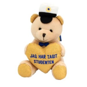 Studentdjur - Nallebj�rn - Guldhj�rta - "Jag har tagit studenten"