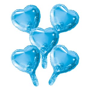 Folieballonger - Hj�rtan - Baby Bl� - 23 cm - 5-pack