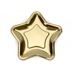 Papptallrikar - Stjärna - Guld - 6-pack