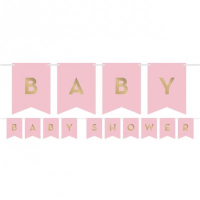 Vimpel med stickers - Baby Shower - Rosa/Guld
