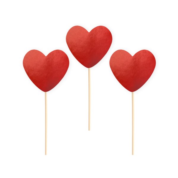 Cake picks - R�da hj�rtan - 6 st