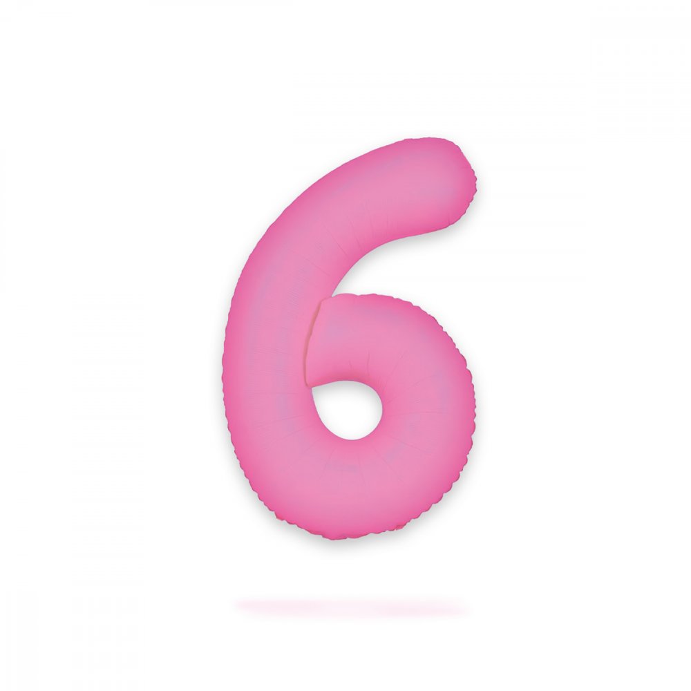 Ballongsiffra - Neon Rosa - 86 cm - Siffra: 6 - Sifferballonger, Ballonger