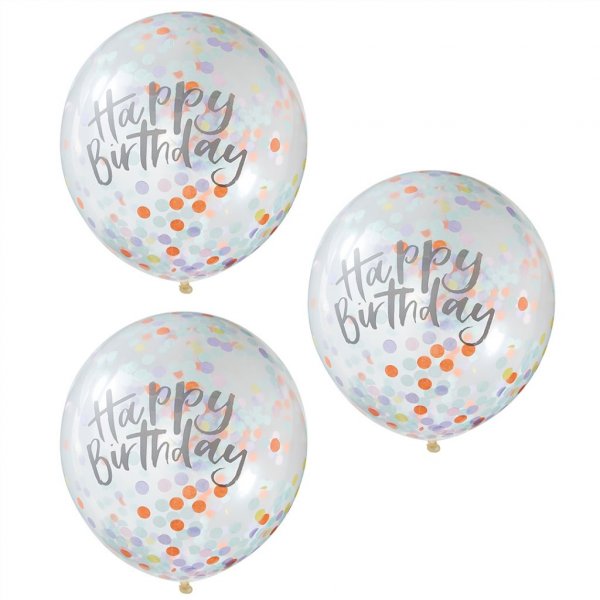 Konfettiballonger - Pastel party - 5-pack