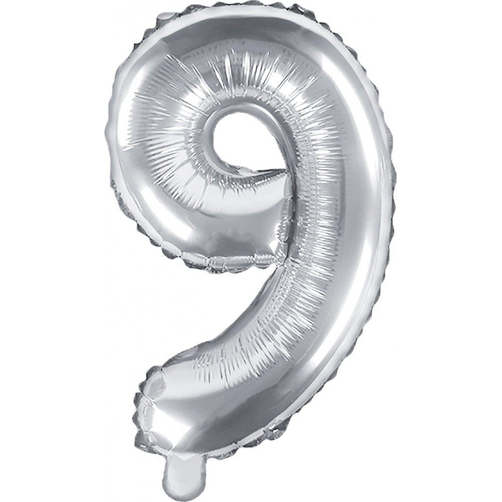 Sifferballong - Silver - 35 cm - Siffra: 9 - Sifferballonger, Ballonger