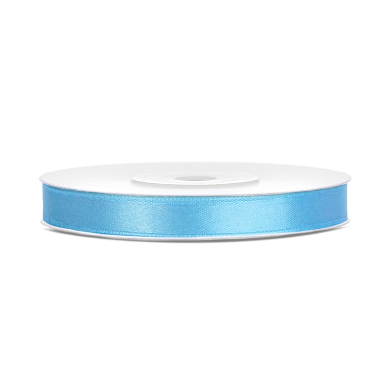 Satinband – 25 m – Ljusblått – Bredd: 6 mm – Blöjtårta, Baby Shower
