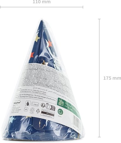 Partyhattar - Blå med stjärnor - 6-pack Partyhattar - Blå med stjärnor - 6-pack