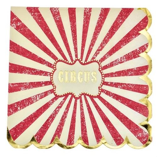 Servetter med cirkus - Röd - 16-pack Servetter med cirkus - Röd - 16-pack
