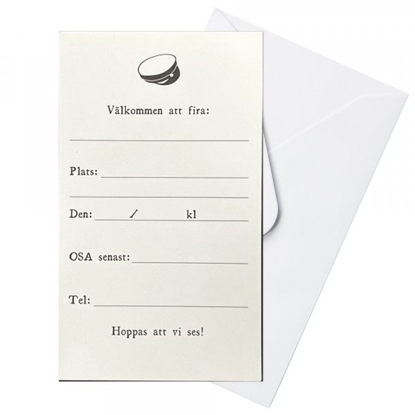 Inbjudningskort - Student - Vit/Guld - 6-pack