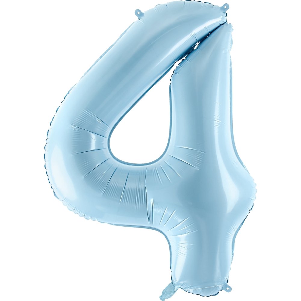 Sifferballong – Ljusblå – 86 cm – Siffra: 4 – Sifferballonger, Ballonger