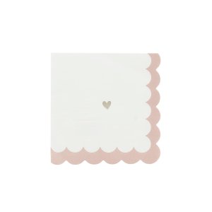 Pappersservetter med hj�rtan - Rosa, vit och guld - 33 cm, 16-pack