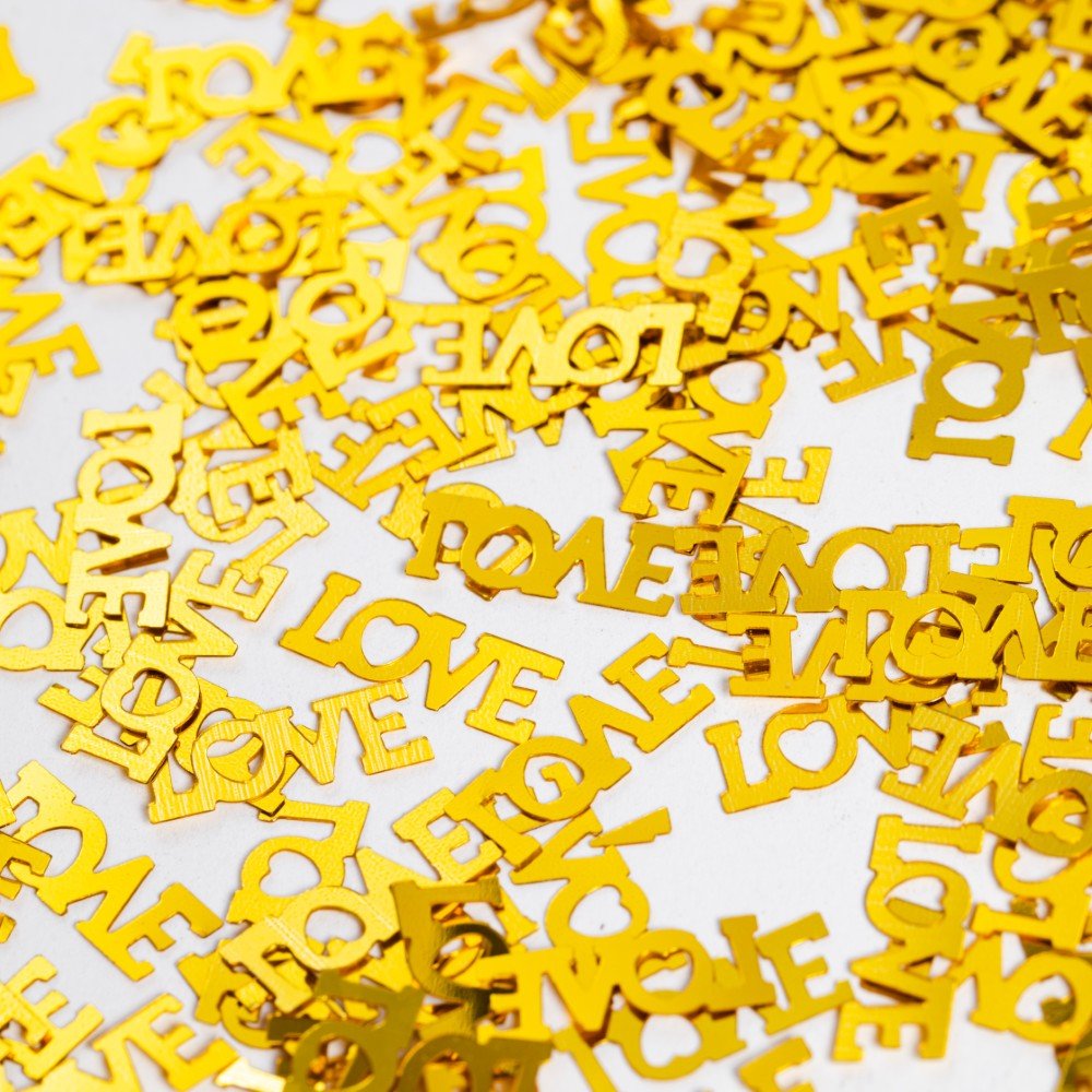 Bordskonfetti – Love – Guld – 14 gram – Konfetti, Smådekorationer